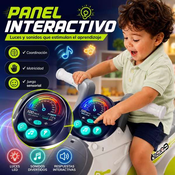Hola Correpasillos Moto Racing con luces y sonidos
