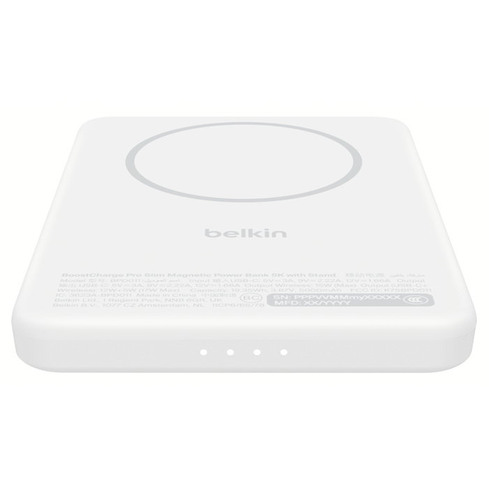 Belkin BoostCharge Slim Magnetic Power Bank 5000mAh Qi2 Blanco