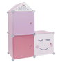 Home Deco Kids Estantería Modular 3 Cubos Rosa para Niños con Puerta y Triángulo Decorativo