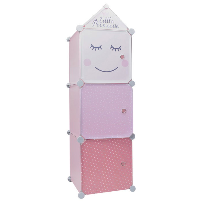 Home Deco Kids Estantería Modular 3 Cubos Rosa para Niños con Puerta y Triángulo Decorativo