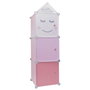 Home Deco Kids Estantería Modular 3 Cubos Rosa para Niños con Puerta y Triángulo Decorativo