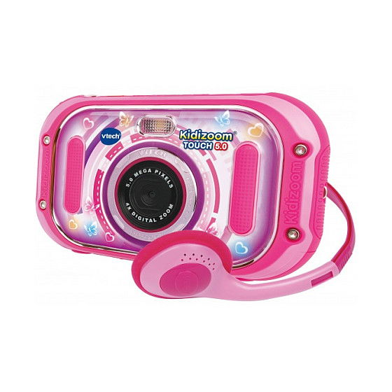 VTech Kidizoom Touch 5.0 Cámara Digital para Niños de 5 a 12 Años Rosa, Pantalla Táctil 3.5", 5 MP, Grabación de Video, Incluye Pilas, Correa y Auriculares