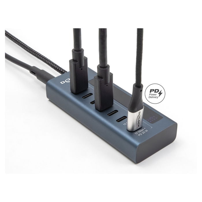 DeLOCK 64288 Hub USB 3.2 con 7 Puertos USB Type-C (6 Datos + 1 Datos/PD), USB-C a USB-C 10 Gbps, Power Delivery 20W, Indicador LED, Metal Azul DeLOCK 64288 Hub USB 3.2 con 7 Puertos USB Type-C (6 Datos + 1 Datos/PD), USB-C a USB-C 10 Gbps, Power Delivery 20W, Indicador LED, Metal Azul