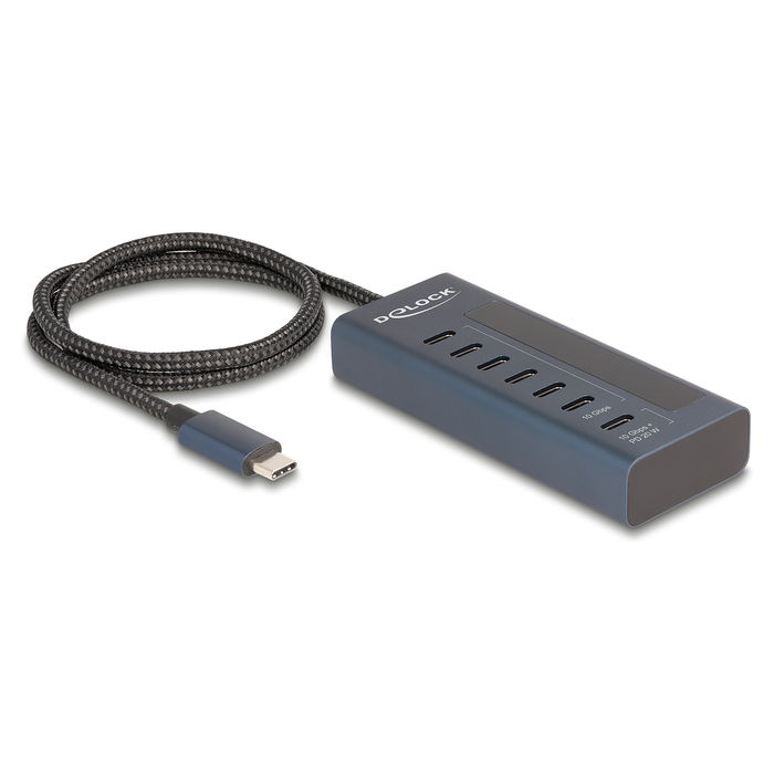 DeLOCK 64288 Hub USB 3.2 con 7 Puertos USB Type-C (6 Datos + 1 Datos/PD), USB-C a USB-C 10 Gbps, Power Delivery 20W, Indicador LED, Metal Azul DeLOCK 64288 Hub USB 3.2 con 7 Puertos USB Type-C (6 Datos + 1 Datos/PD), USB-C a USB-C 10 Gbps, Power Delivery 20W, Indicador LED, Metal Azul