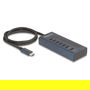 DeLOCK 64288 Hub USB 3.2 con 7 Puertos USB Type-C (6 Datos + 1 Datos/PD), USB-C a USB-C 10 Gbps, Power Delivery 20W, Indicador LED, Metal Azul