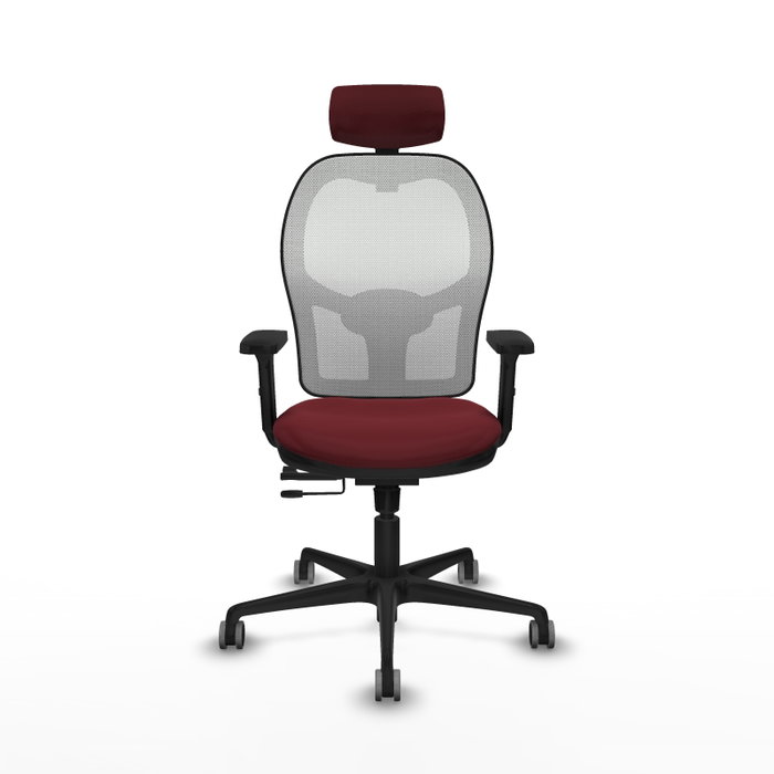 PIQUERAS Y CRESPO Silla de oficina Jorquera con mecanismo Sincro/Traslack, Granate y Blanco