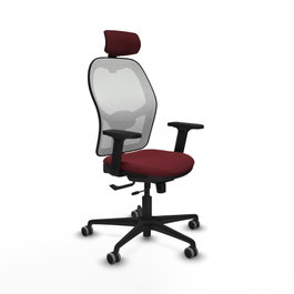 PIQUERAS Y CRESPO Silla de oficina Jorquera con mecanismo Sincro/Traslack, Granate y Blanco
