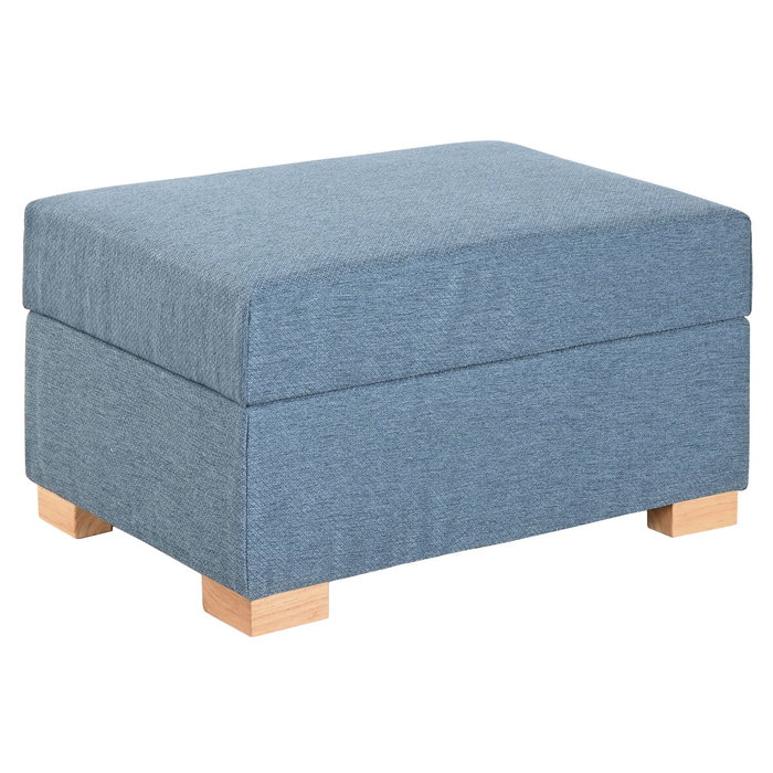 DKD Home Decor Reposapiés de Poliéster Azul con Almacenaje Interior DKD Home Decor Reposapiés de Poliéster Azul con Almacenaje Interior