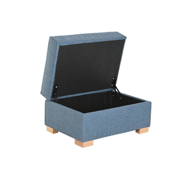 DKD Home Decor Reposapiés de Poliéster Azul con Almacenaje Interior DKD Home Decor Reposapiés de Poliéster Azul con Almacenaje Interior