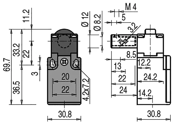 PIZZATO ELETTRICA FK 3496-M1 Interruptor de seguridad de bisagra NC x2 IP67