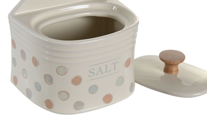 DKD Home Decor Salero de Gres Topitos Beige DKD Home Decor Salero de Gres Topitos Beige