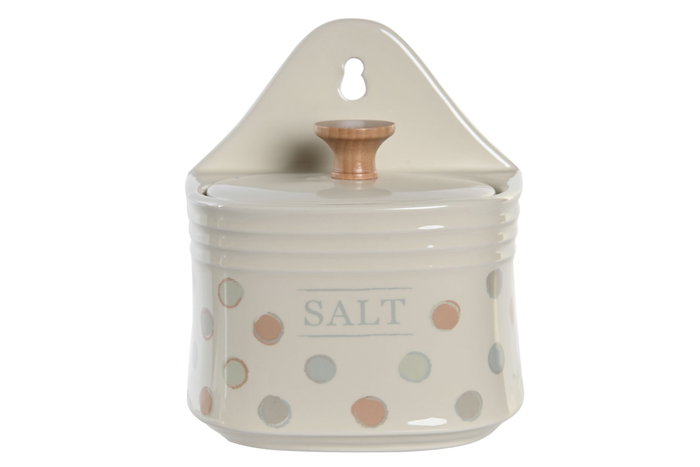 DKD Home Decor Salero de Gres Topitos Beige DKD Home Decor Salero de Gres Topitos Beige
