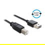DeLOCK USB 2.0 A-B Cable 2m Macho/Macho 480 Mbps AWG 28/24 Chapado Oro, Negro