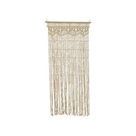 Decoris Cortina de Macramé Beige para Puerta 90 x 200 cm con Barra de Madera Clara