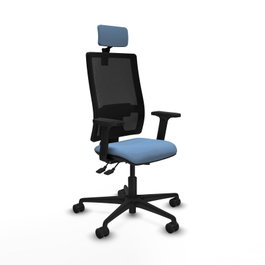 PIQUERAS Y CRESPO Silla de oficina Bormate con mecanismo Asincro, Azul cielo y Negro