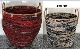 DKD Home Decor Set de 3 Cestas de Ratán Negro 52x52x60 cm