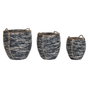 DKD Home Decor Set de 3 Cestas de Ratán Negro 52x52x60 cm