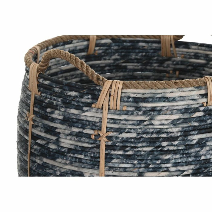 DKD Home Decor Set de 3 Cestas de Ratán Negro 52x52x60 cm