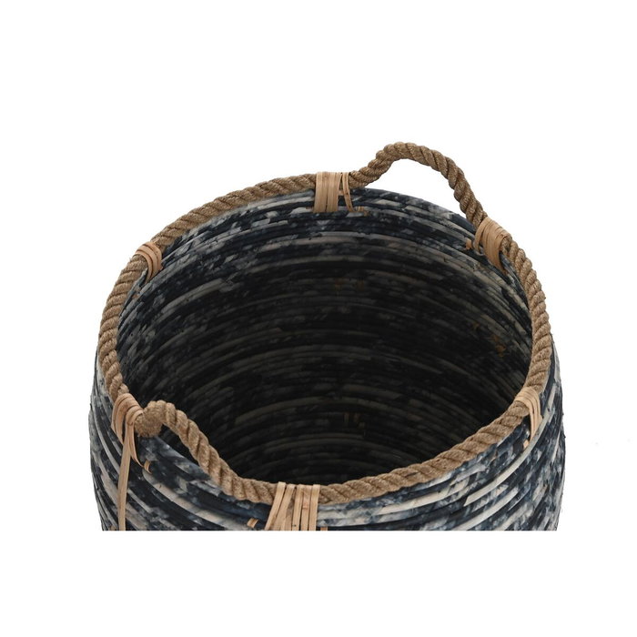 DKD Home Decor Set de 3 Cestas de Ratán Negro 52x52x60 cm