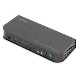Digitus Conmutador KVM 2x1 HDMI, USB, 4K Ultra HD 4096x2160 a 60Hz, Negro, Incluye Control Remoto y Adaptador