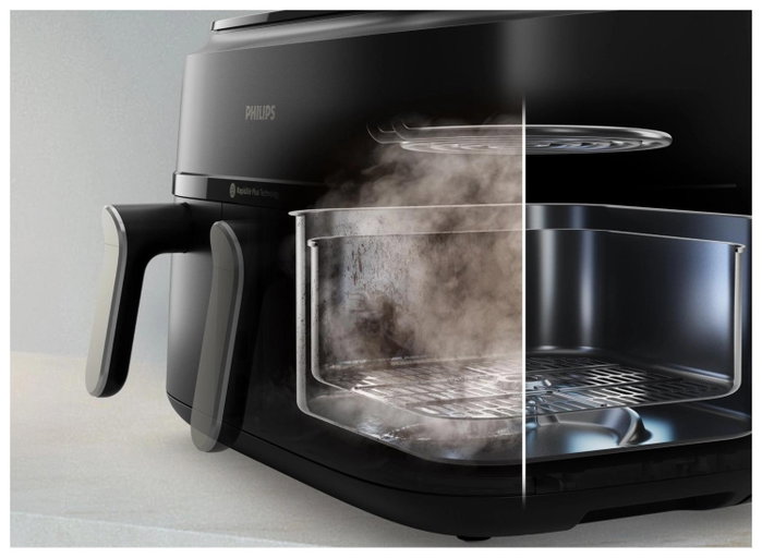 Philips NA552/00 5000 Series Dual Steam Airfryer, 9 L, Negro
