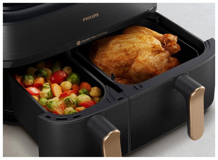 Philips NA552/00 5000 Series Dual Steam Airfryer, 9 L, Negro