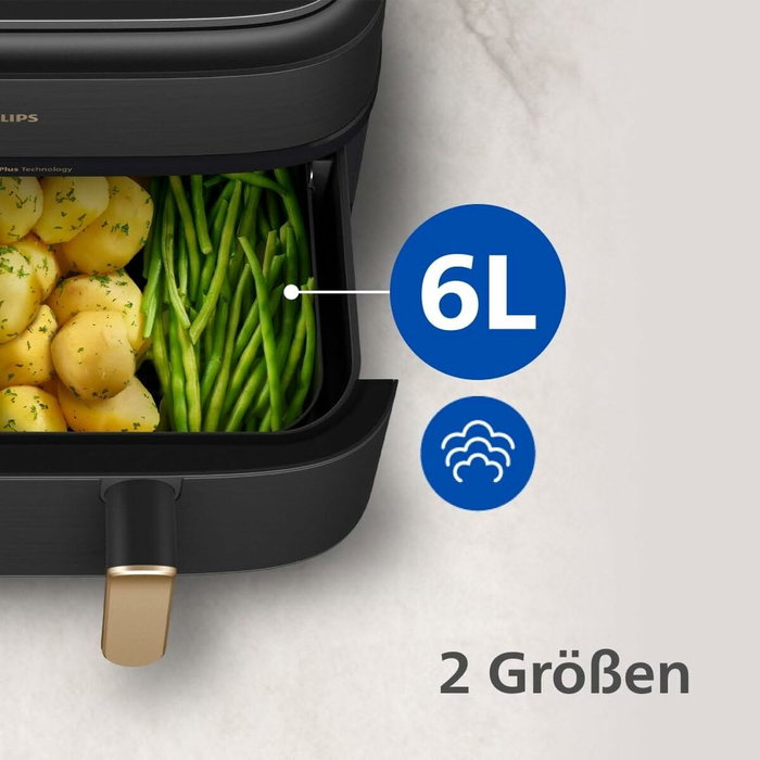 Philips NA552/00 5000 Series Dual Steam Airfryer, 9 L, Negro