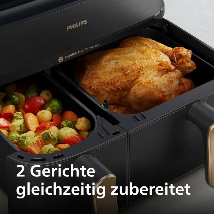 Philips NA552/00 5000 Series Dual Steam Airfryer, 9 L, Negro