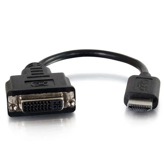 C2G 41352 Adaptador HDMI a DVI-D, Convertidor de Video HDMI Macho a DVI-D Hembra, Cable de 0.203 m, Resolución Hasta 1920x1200, Negro