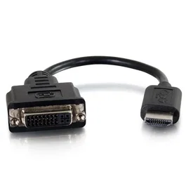 C2G 41352 Adaptador HDMI a DVI-D, Convertidor de Video HDMI Macho a DVI-D Hembra, Cable de 0.203 m, Resolución Hasta 1920x1200, Negro