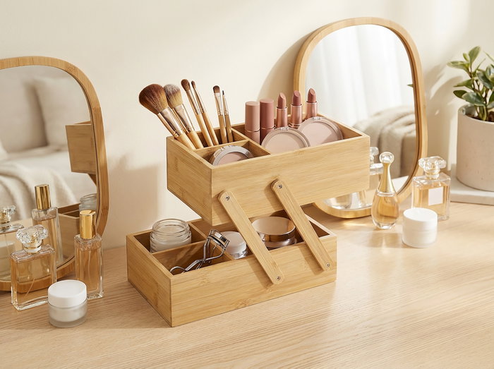 Inde Organizador de Bambú 2 Niveles (Pack de 6 Unidades) 25,9 x 16,8 x 16,3 cm