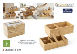 Inde Organizador de Bambú 2 Niveles (Pack de 6 Unidades) 25,9 x 16,8 x 16,3 cm