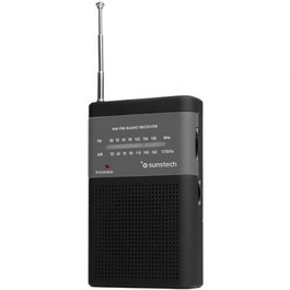 Sunstech RPS42BLISBK Radio Portátil Analógica AM/FM con Altavoz y Auriculares, Negra