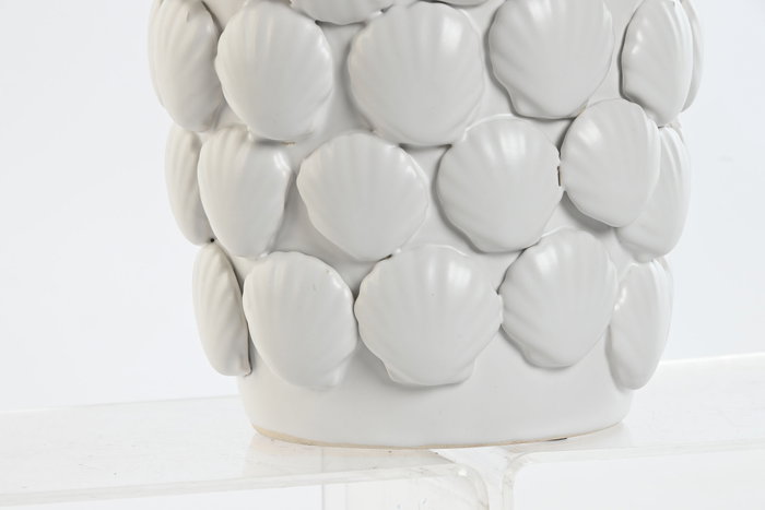 DKD Home Decor Jarrón de Gres Blanco con Conchas 16,5x16,5x38,5 cm DKD Home Decor Jarrón de Gres Blanco con Conchas 16,5x16,5x38,5 cm