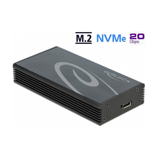 DeLOCK Externes Gehäuse para M.2 NVMe PCIe SSD, USB 20 Gbps USB 3.2 Gen 2x2, USB Type-C, Negro