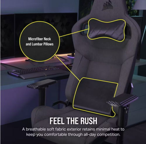 Corsair Silla Gaming T3 Rush CF-9010057-WW Carbon Negro Transpirable