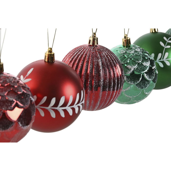 DKD Home Decor Set de 12 Bolas de Decoración Navideña Rojo y Verde