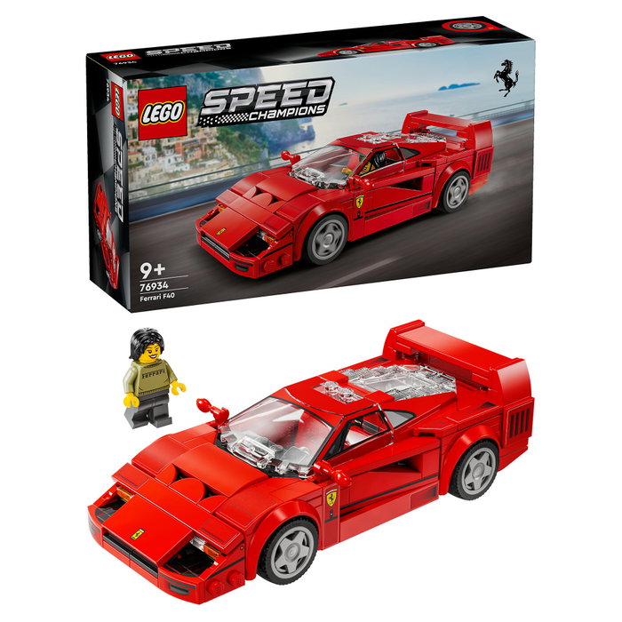 LEGO Speed Champions Ferrari F40 76934, Modelo de Colección para Construir con Minifigura Piloto, Coche de Juguete de Carreras para Niños 9+ Años