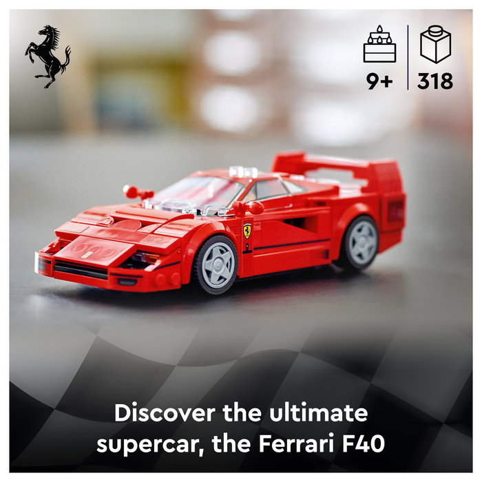 LEGO Speed Champions Ferrari F40 76934, Modelo de Colección para Construir con Minifigura Piloto, Coche de Juguete de Carreras para Niños 9+ Años