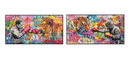 DKD Home Decor Cuadro Lienzo León Boxer Surtido de 2 unidades