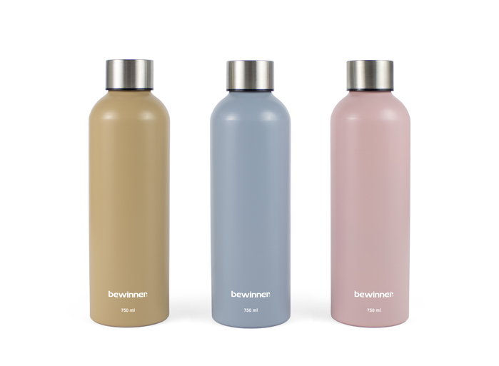 Bewinner Botella de Aluminio Sport 750 ml - 23,6 x 7 cm, 140 g (12 Unidades)