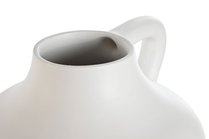 DKD Home Decor Jarrón de Gres con Asa Blanco Artesanal