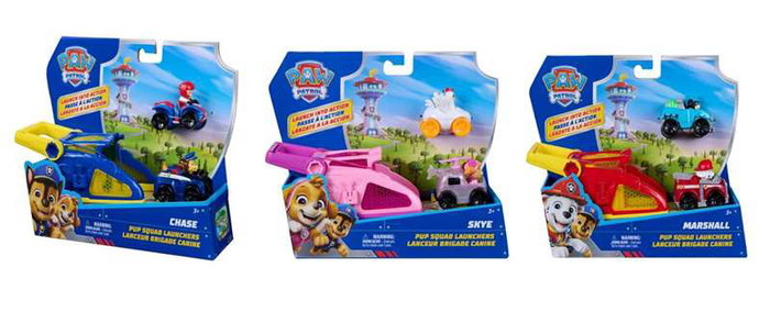 Spin Master Paw Patrol Pup Squad, Vehículo con Lanzador y 2 Vehículos Pup Squad Racers, Surtido de Modelos, Multilingüe, 20x25x8 cm, Juguete para Niños a Partir de 3 Años