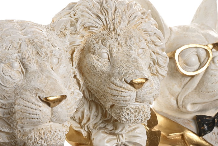 DKD Home Decor Figura de Resina Surtida de 3 Piezas, Blanco y Dorado