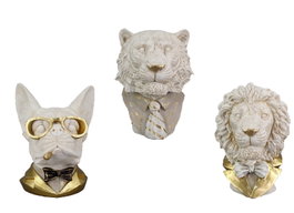 DKD Home Decor Figura de Resina Surtida de 3 Piezas, Blanco y Dorado