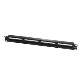 WP Patch Panel de red 19" Cat.6a UTP con 24 Puertos RJ45 para montaje en rack 1U, color negro
