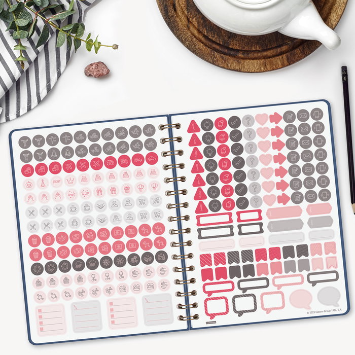 Agenda Anual (2026) Finocam Espiral Alma Wire-O Tapa Dura Con Goma E10 155X212 S/V Apais. Azul