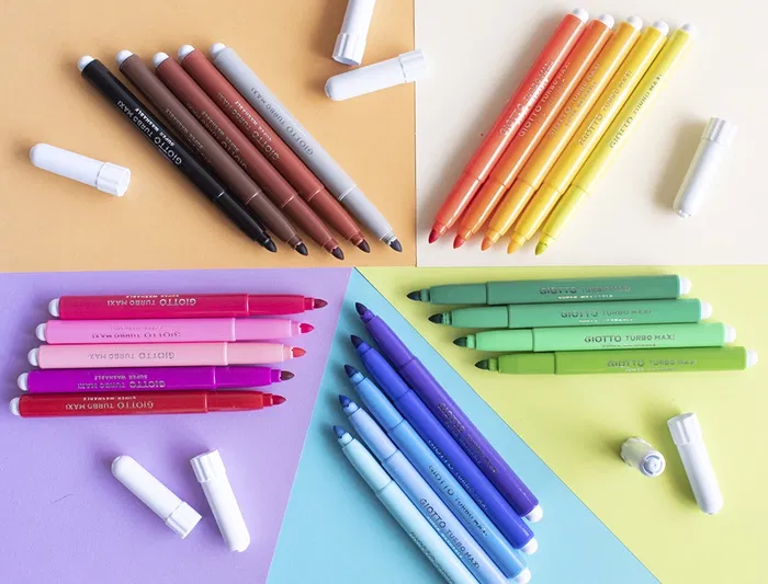 Giotto Rotulador Turbo Maxi Caja de 24 Colores Lavables con Punta Bloqueada