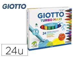 Giotto Rotulador Turbo Maxi Caja de 24 Colores Lavables con Punta Bloqueada