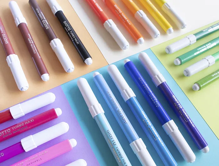 Giotto Rotulador Turbo Maxi Caja de 24 Colores Lavables con Punta Bloqueada